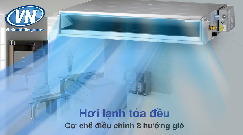 Cơ chế thổi gió tỏa đều 3 hướng của dàn lạnh nối ống gió LG